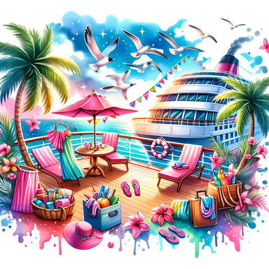 Cruise Ship Girls Vacation Design-Ready to Press