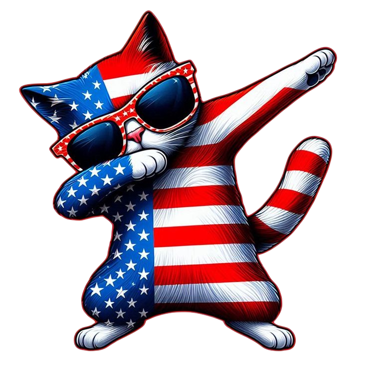 America flag cat design A One Printing Supplies