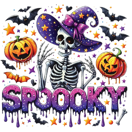 Spooky Haloween Skull Design-DTF Ready to Press