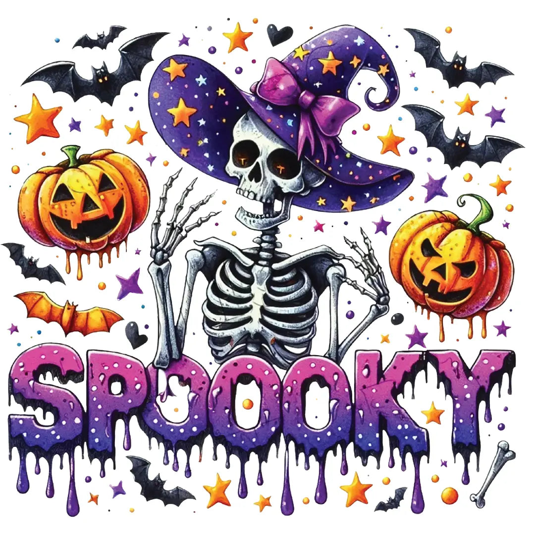 Spooky Haloween Skull Design-DTF Ready to Press A One Printing Supplies