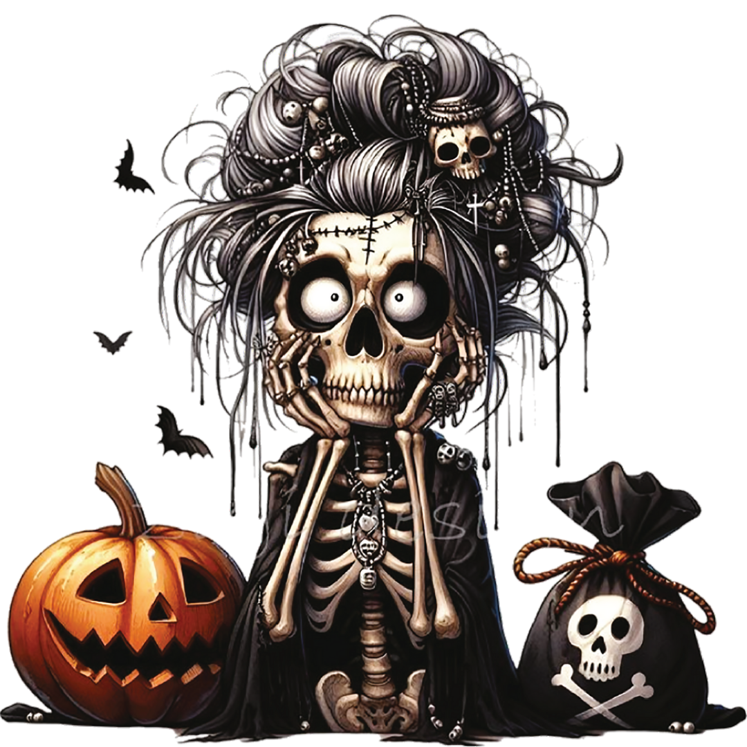 Gothic Skeleton Lady Design-Ready to Press A One Printing Supplies