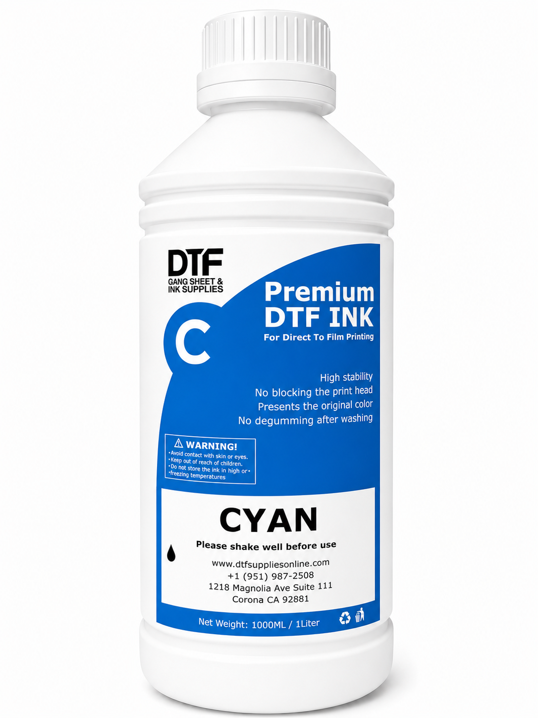 Premium DTF Cyan Ink 1000ml | High-Quality DTF Printer Ink DTF