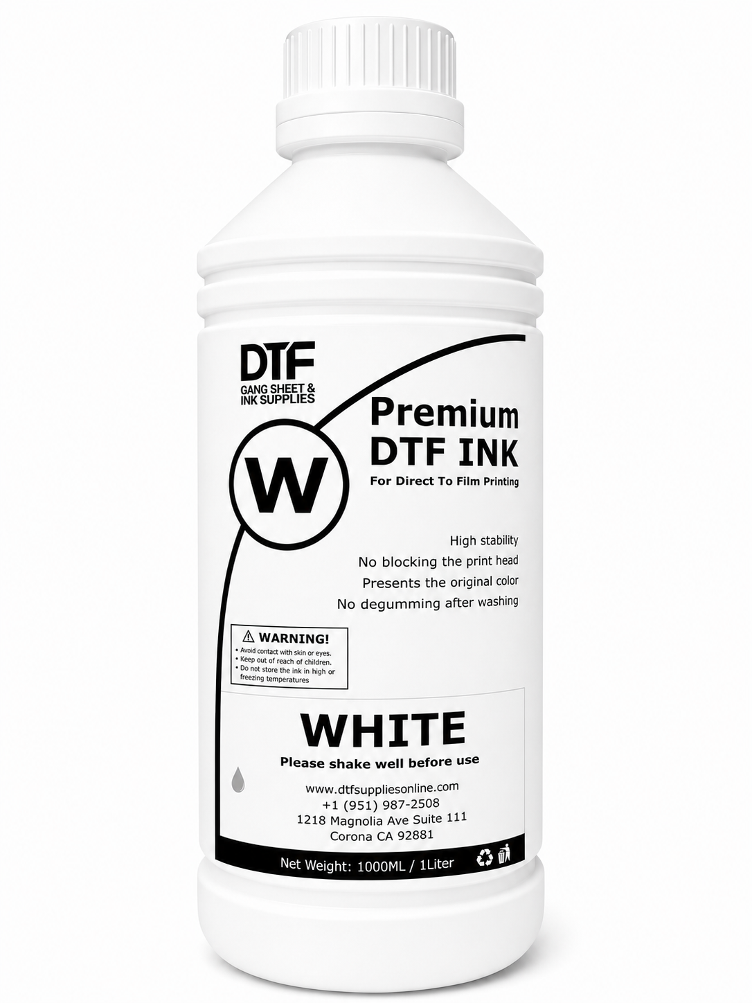 Premium DTF White Ink 1000ml | High-Quality DTF Printer Ink DTF